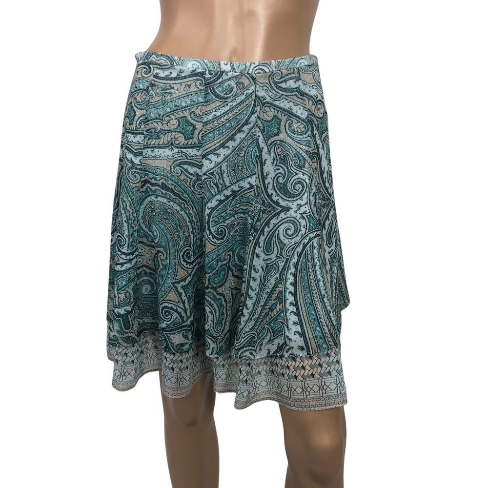 WHBM Paisley Print Flowy A-Line Tiered Mini Skirt Size 0 Fairycore Boho‎ Y2K